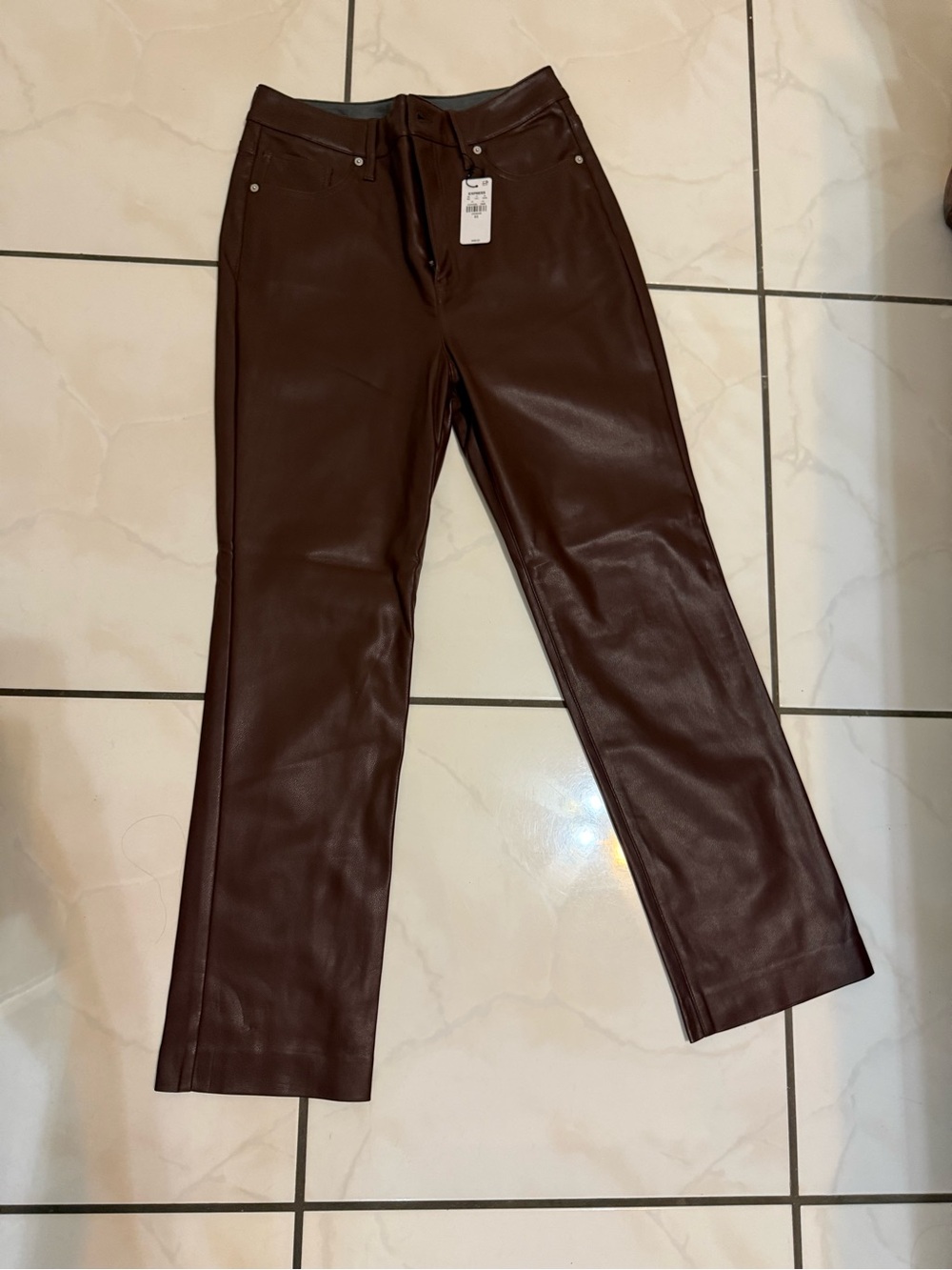 Brown Faux Leather Pants